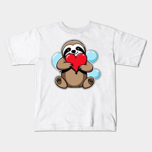 Sloth Heart Balloon - Valentines Day Kids T-Shirt